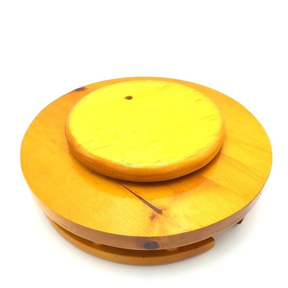Lazy Susan Solid Oak  Turntable Condiment Server 11 inch with Spindle Railings - Picture 3 of 5